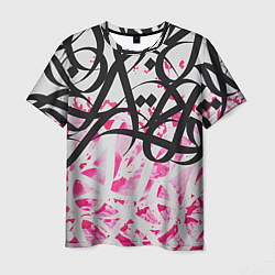 Мужская футболка Черно-розовая каллиграфия