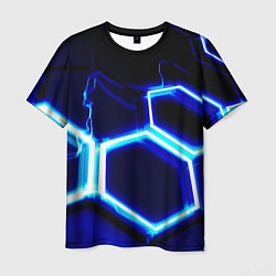 Мужская футболка Neon abstraction plates storm