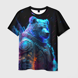Мужская футболка Неоновый медведь воин