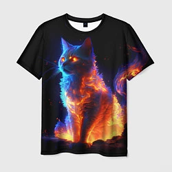 Футболка мужская Огненная кошка, цвет: 3D-принт