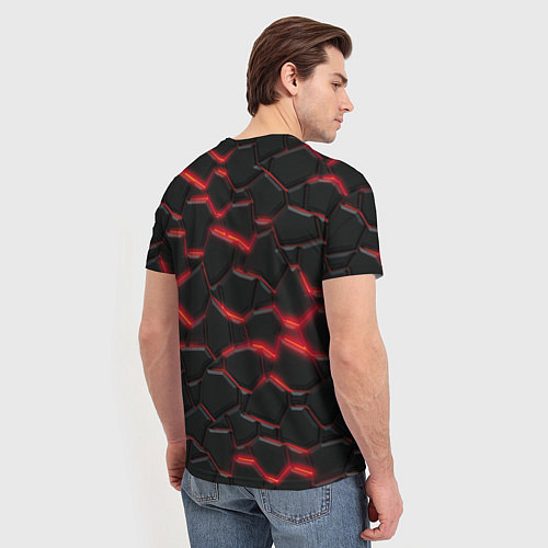 Мужская футболка Красный неон и плиты / 3D-принт – фото 4