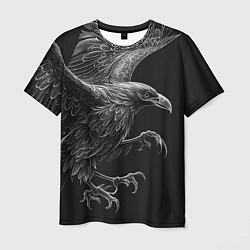 Мужская футболка Черно-белый ворон