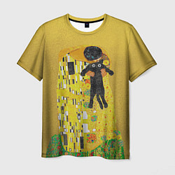 Мужская футболка Пародия Густав Климт: Поцелуй кота