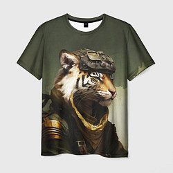 Мужская футболка Тигр в милитари форме
