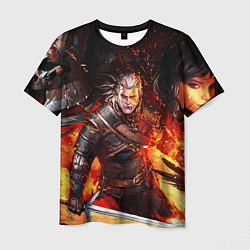 Мужская футболка The Witcher Геральт в огне