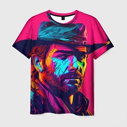 Мужская футболка Red Dead Redemption in neon style