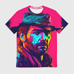 Мужская футболка Red Dead Redemption in neon style