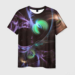 Мужская футболка Магические фиолетовые волны и цветные космические