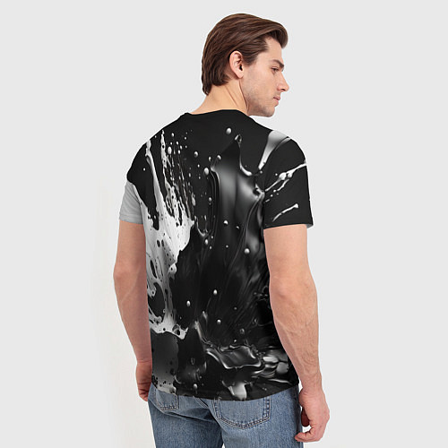 Мужская футболка Брызги красок - белая и черная / 3D-принт – фото 4