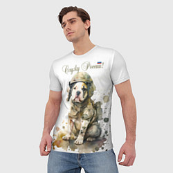 Футболка мужская Бойцовая пёс в военной форме, цвет: 3D-принт — фото 2