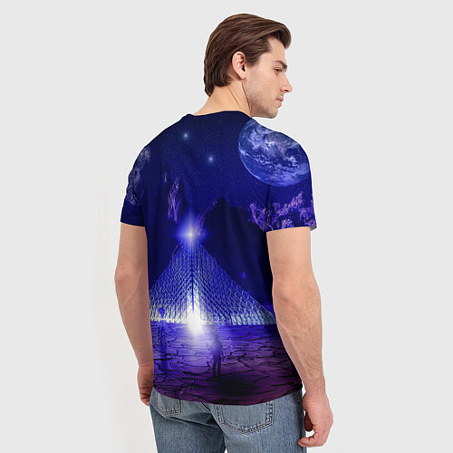 Мужская футболка Синяя магическая пирамида, горы и космос / 3D-принт – фото 4