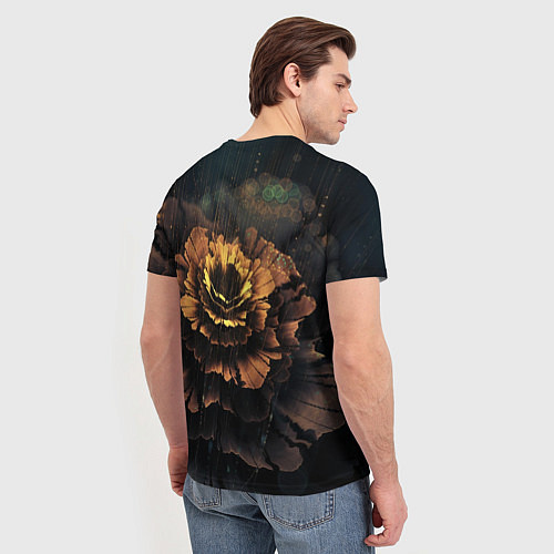 Мужская футболка Midjourney цветок под дождем / 3D-принт – фото 4