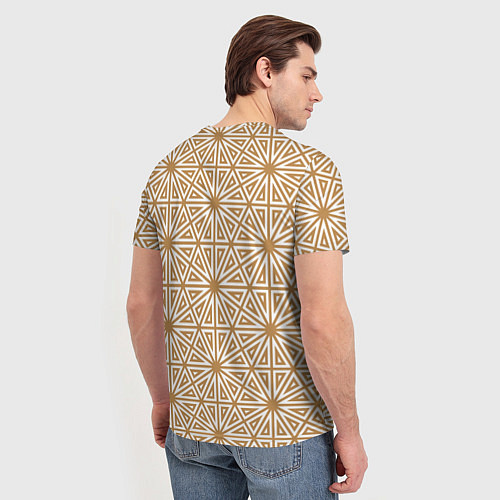 Мужская футболка Абстрактный лучевой золотистый паттерн / 3D-принт – фото 4