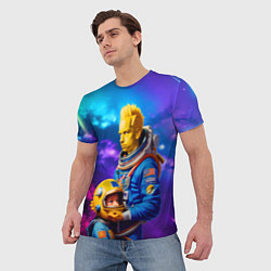 Футболка мужская Bart Simpson and Maggie in space - neural network, цвет: 3D-принт — фото 2