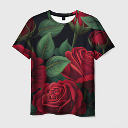 Мужская футболка Много красных роз