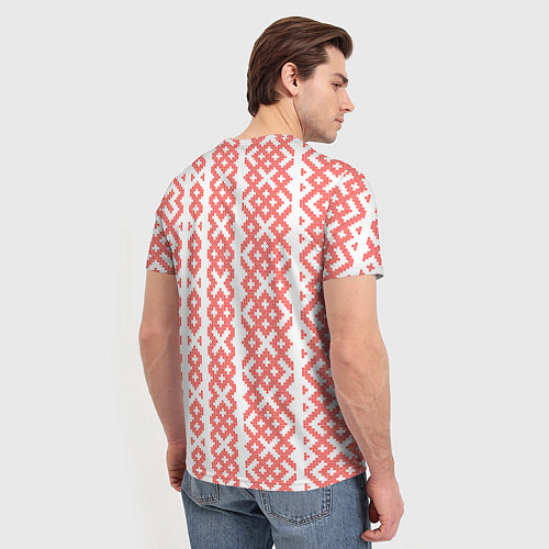 Мужская футболка Абстрактный красный ребристый паттерн / 3D-принт – фото 4