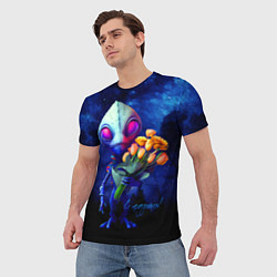 Футболка мужская Инопланетянин с букетом цветов, цвет: 3D-принт — фото 2