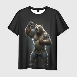 Мужская футболка Медведь показывает свою силу