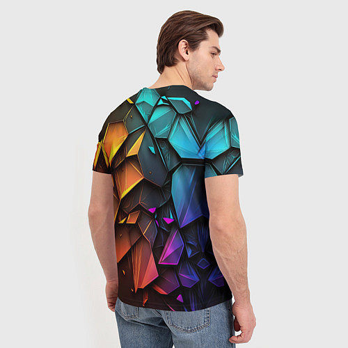 Мужская футболка Неоновая абстрактная чешуя дракона / 3D-принт – фото 4