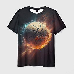 Мужская футболка Баскетбольный мяч в космосе