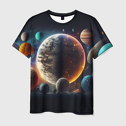 Мужская футболка Ппланеты и космос от нейросети