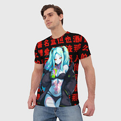 Футболка мужская Ребекка на красных иероглифах, цвет: 3D-принт — фото 2