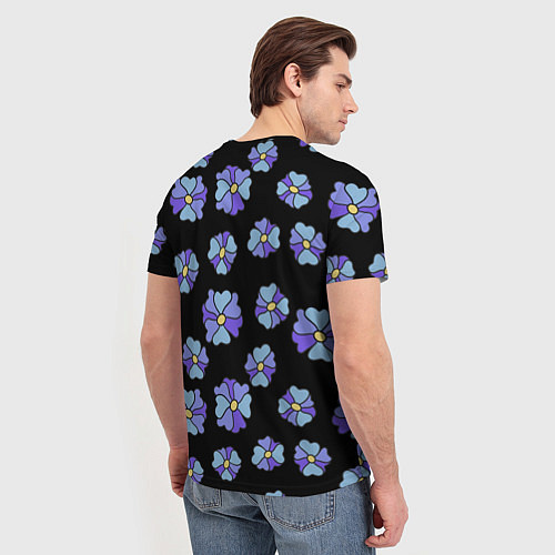 Мужская футболка Дудл цветы на черном - паттерн / 3D-принт – фото 4