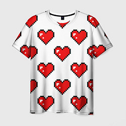 Футболка мужская Сердца в стиле пиксель-арт, цвет: 3D-принт