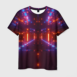 Мужская футболка Неоновые разнообразные абстрактные лучи