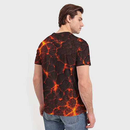Мужская футболка Дилюк на фоне раскаленной лавы / 3D-принт – фото 4