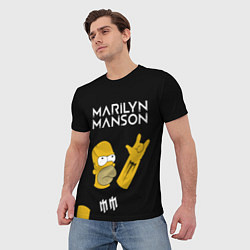 Футболка мужская Marilyn Manson Гомер Симпсон рокер, цвет: 3D-принт — фото 2