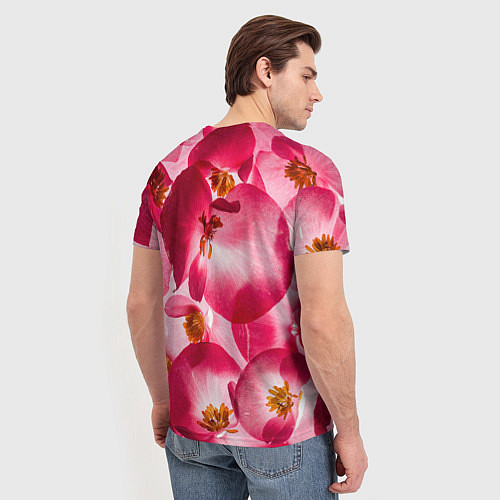 Мужская футболка Цветы бегония текстура / 3D-принт – фото 4