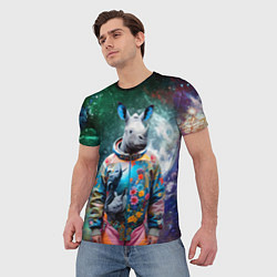 Футболка мужская Rhino in spacesuit - neural network, цвет: 3D-принт — фото 2