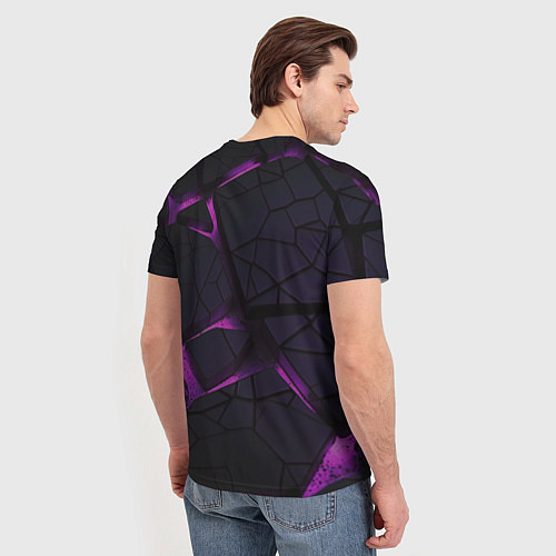 Мужская футболка Фиолетовые неоновые плиты / 3D-принт – фото 4