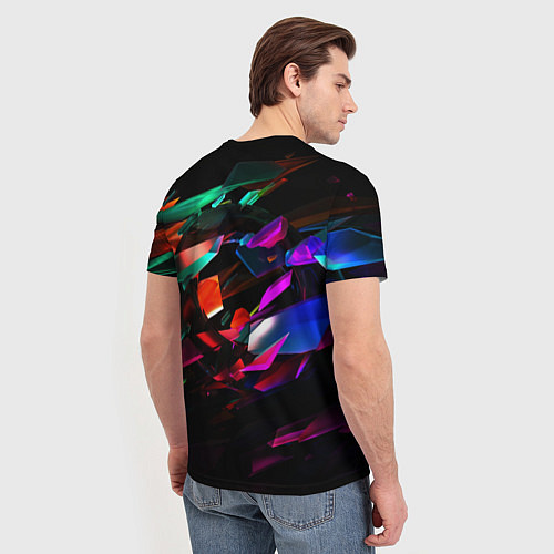 Мужская футболка Разноцветные осколки реальности / 3D-принт – фото 4