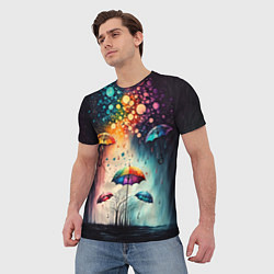 Футболка мужская Яркие зонтики под дождем, цвет: 3D-принт — фото 2