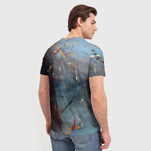 Мужская футболка Тёмно-серый туман и краски / 3D-принт – фото 4