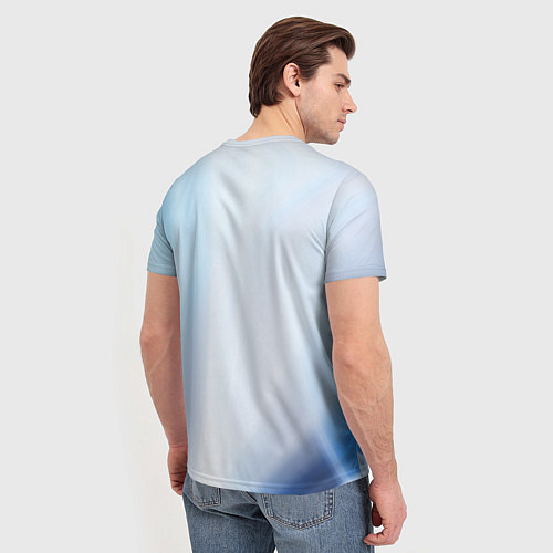 Мужская футболка Светлые синие и голубые волны / 3D-принт – фото 4