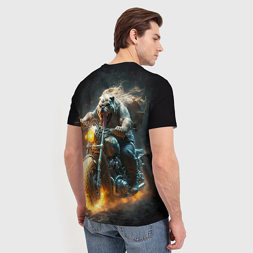 Мужская футболка Бульдог байкер на мотоцикле / 3D-принт – фото 4