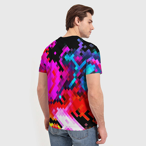 Мужская футболка Pixel neon mosaic / 3D-принт – фото 4