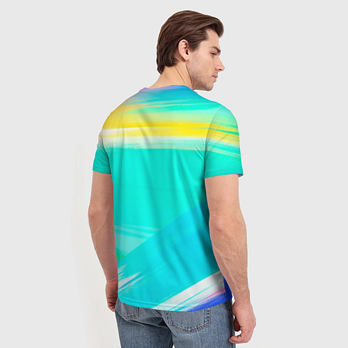Мужская футболка Абстрактные цветные линии - диагонали / 3D-принт – фото 4
