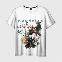 Мужская футболка Магнолия - акварельный стиль