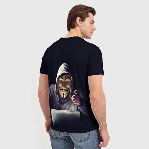 Мужская футболка Хакер аноним в тёмной комнате / 3D-принт – фото 4