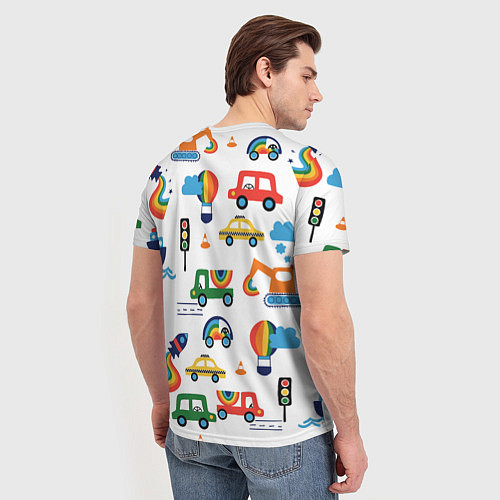 Мужская футболка Радужные машинки - паттерн / 3D-принт – фото 4