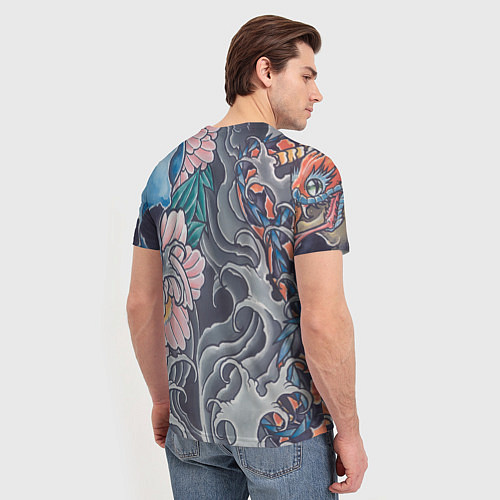 Мужская футболка Иредзуми: змеи и черепа / 3D-принт – фото 4