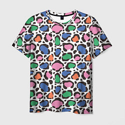 Мужская футболка Разноцветные пятна леопарда