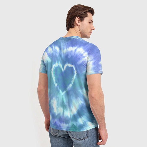 Мужская футболка Сердце - тай-дай - голубой / 3D-принт – фото 4