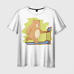 Мужская футболка Медведь на беговой дорожке