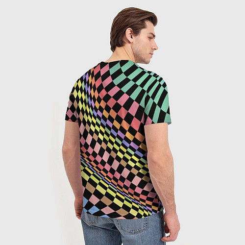 Мужская футболка Colorful avant-garde chess pattern - fashion / 3D-принт – фото 4