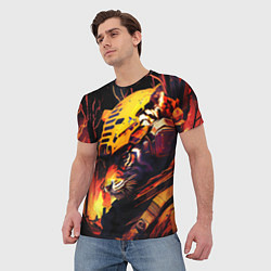 Футболка мужская Тигр воин в огне, цвет: 3D-принт — фото 2